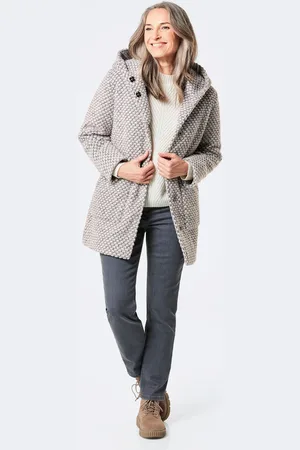 GOLDNER Villaa sisältävä kaksivärinen lyhyt takki - roosa / harmaa / kuvioll. - Gr. 19