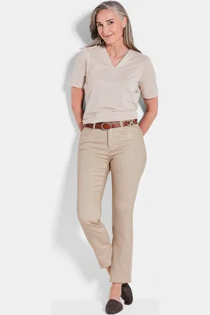 GOLDNER Housut CARLA - beige / kuvioll. - Gr. 19