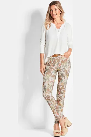 GOLDNER Kuviolliset LOUISA housut - beige / kuvioll. - Gr. 23