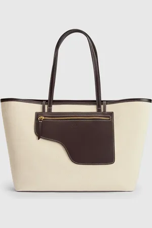 ATP Atelier Eraclea Ecru/Walnut Canvas/Leather Large tote bag