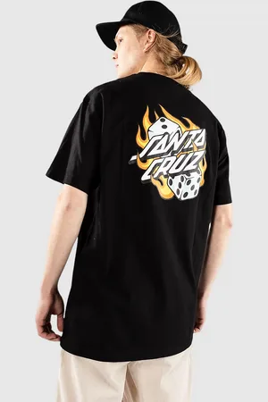 Santa Cruz Flaming Dice Dot Chest T-paita