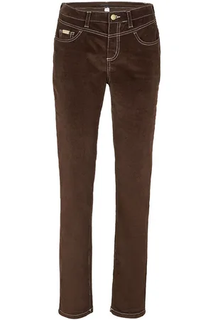 bonprix Joustavat Slim Fit -vakosamettihousut kontrastitikkauksilla