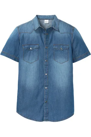 bonprix Lyhythihainen farkkupaita luomupuuvillasta, Slim Fit