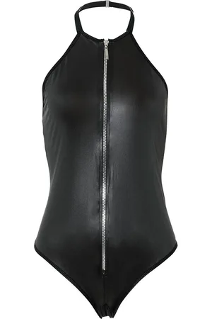 bonprix Avohaarainen stringbody wetlookissa