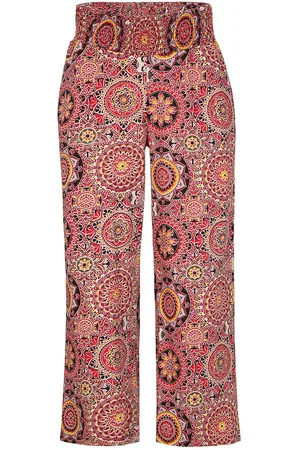 bonprix Leveälahkeiset culotte-malliset jerseyhousut leveällä smokkirypytetyllä vyötäröllä, 7/8-pituus