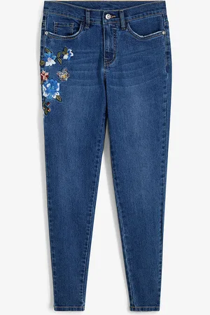 bonprix Skinny-farkut kirjonnalla