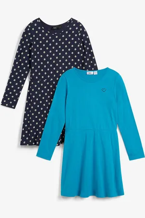 bonprix Lasten pitkähihainen jerseymekko luomupuuvillasta (2/pakkaus)