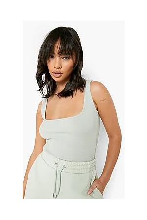 Boohoo Rib Sleeveless Square Neck Bodysuit