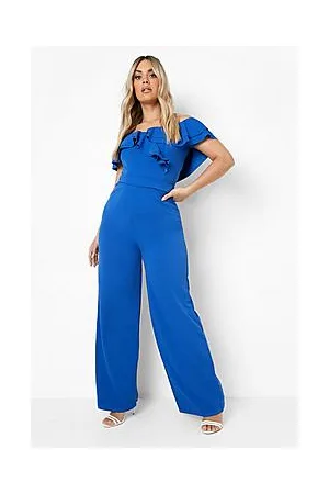 Boohoo Plus Ruffle Bodysuit And Trouser Co-ord
