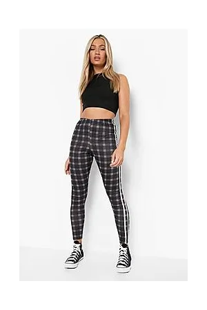Boohoo Sports Stripe Check Ankle Leggings
