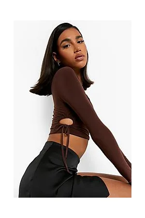 Boohoo Double Layer Long Sleeve Crop Top