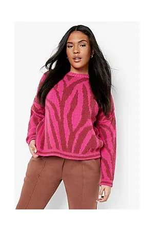 Boohoo Plus Fluffy Knitted Zebra Jumper