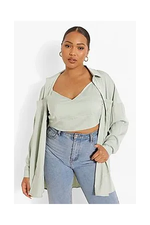 Plus Satin Bralet & Oversized Shirt