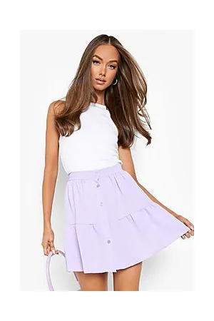 Boohoo Tiered Smock Button Front Mini Skirt