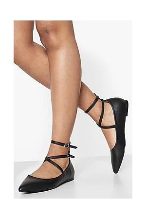 Boohoo Pointed Double Buckle Detail Ballet Flats