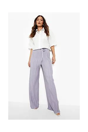 Boohoo Plisse Extreme Wide Leg Drawstring Trouser