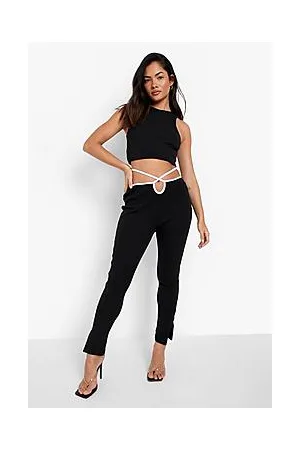 Boohoo Contrast Detail Split Hem Leggings