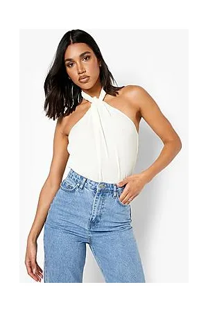 Boohoo Plisse Halterneck Bodysuit
