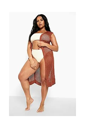 Boohoo Plus Crochet Sleeveless Beach Kimono