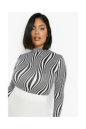 Boohoo Plus Zebra Print High Neck Bodysuit