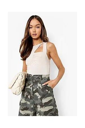 Boohoo Ruched Detail Cut Out Bodysuit
