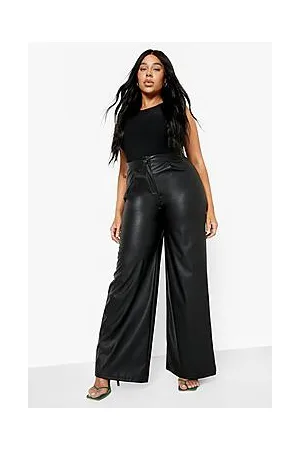 Boohoo Plus Pu Wide Leg Trousers