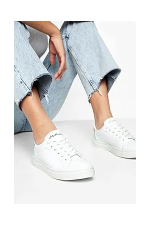 Boohoo Iridescent Back Detail Woman Lace Up Trainer