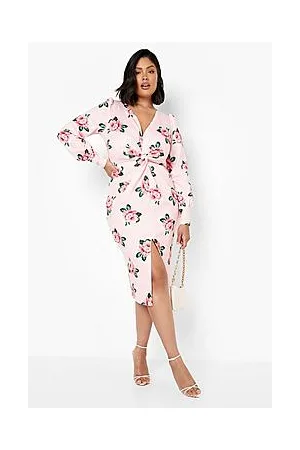 Boohoo Plus Floral Twist Front Dress