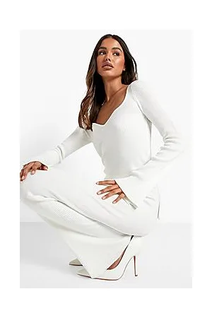 Boohoo Rib Knitted Relaxed Wide Leg Set