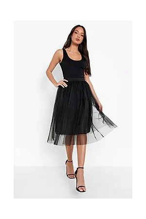 Boohoo Boutique Tulle Mesh Midi Skater Skirt