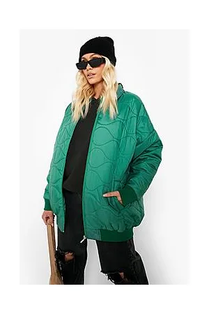 Boohoo Oversized Onion Quilt Bomber Jacket