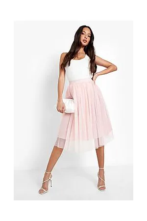 Boohoo Boutique Tulle Mesh Midi Skater Skirt