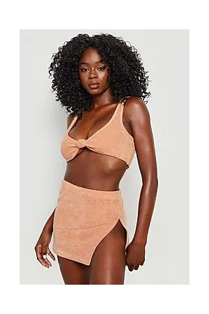 Boohoo Towelling Split Side Mini Beach Skirt