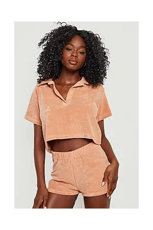 Boohoo Towelling Polo Beach Crop Top