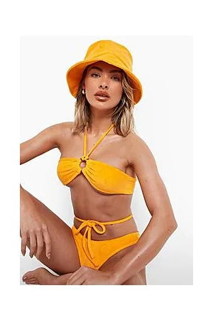 Boohoo Towelling O-ring Strap Bandeau Bikini Top