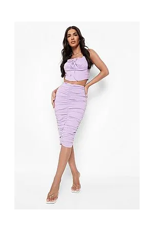 Boohoo Woven Stretch Milkmaid Top & Ruched Midi