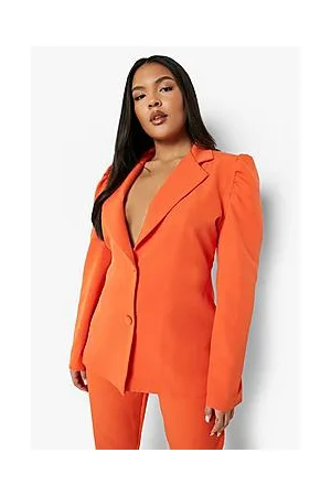 Boohoo Plus Puff Sleeve Double Breasted Blazer
