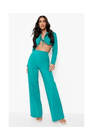 Boohoo Corset Cropped Blazer & Wide Leg Trousers