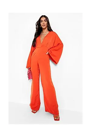 Boohoo Plunge Batwing Wide Leg Jumpsuit