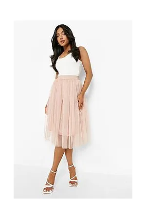 Boohoo Petite Occasion Tulle Mesh Midi Skirt