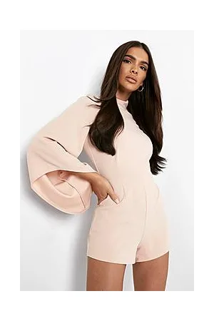Boohoo Flare Sleeve High Neck Playsuit