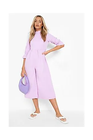 Boohoo High Neck Puff Sleeve Culotte Jumpsuit