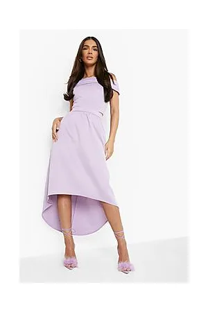 Boohoo Bardot Top & Dip Hem Midi Skirt