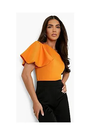 Boohoo Puff Sleeve Gathered Scuba Bodysuit