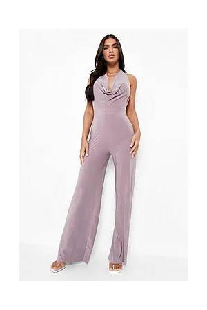 Boohoo Slinky Cowl Low Back Wide Leg Jumpsuit