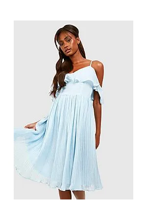 Boohoo Cold Shoulder Ruffle Midi Bridesmaid Dress