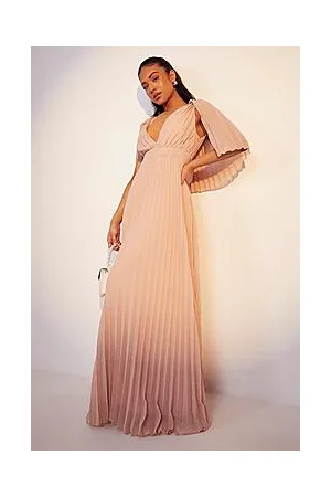 Boohoo Petite Pleated Cape Bridesmaid Maxi Dress