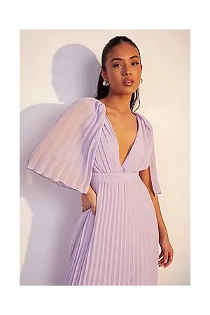 Boohoo Petite Pleated Cape Bridesmaid Maxi Dress