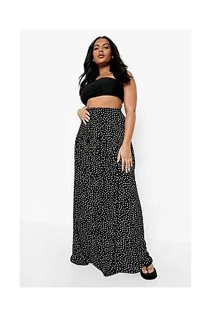 Boohoo Plus Polka Dot Maxi Skirt
