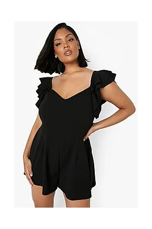 Boohoo Plus Ruffle Sleeve Tailored Playsuit